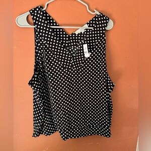Black and White Polka Dot Sleeveless Top- The Loft